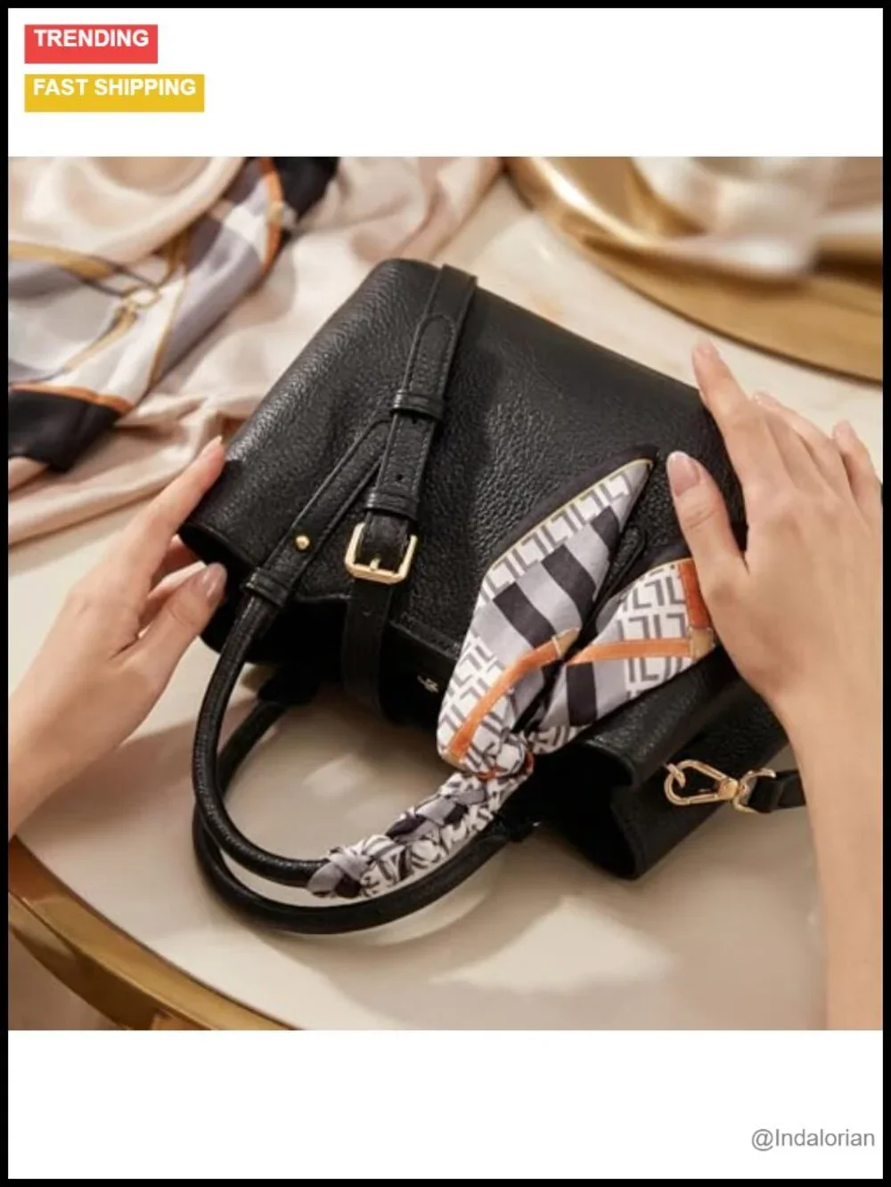 Waterproof Faux Leather Top Handle Shoulder Bag with Wallet Function